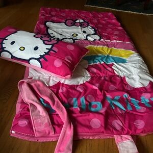 Hello Kitty Pink Polka Dot Blanket and Pillow Set